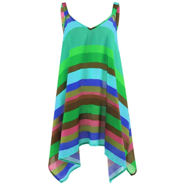 Women Tunic Rainbow Striped Cami Blouses