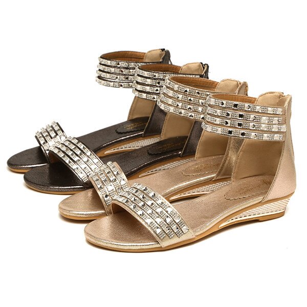 Women Bohemian Style Crystal Causal Sandal Shoes
