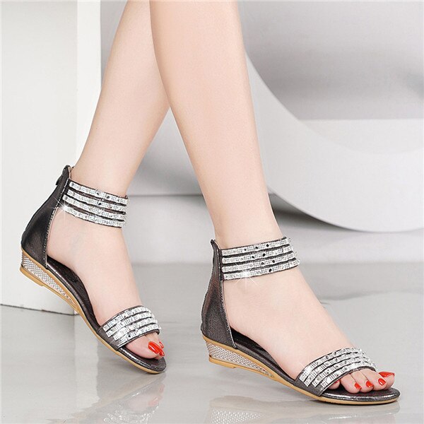 Women Bohemian Style Crystal Causal Sandal Shoes