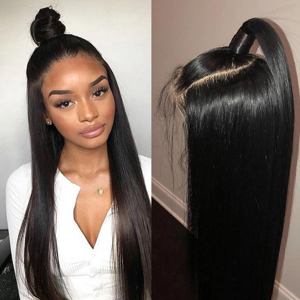 360 Straight Human Hair Free Part Remy Brazilian Lace Wig Lace Frontal Wig