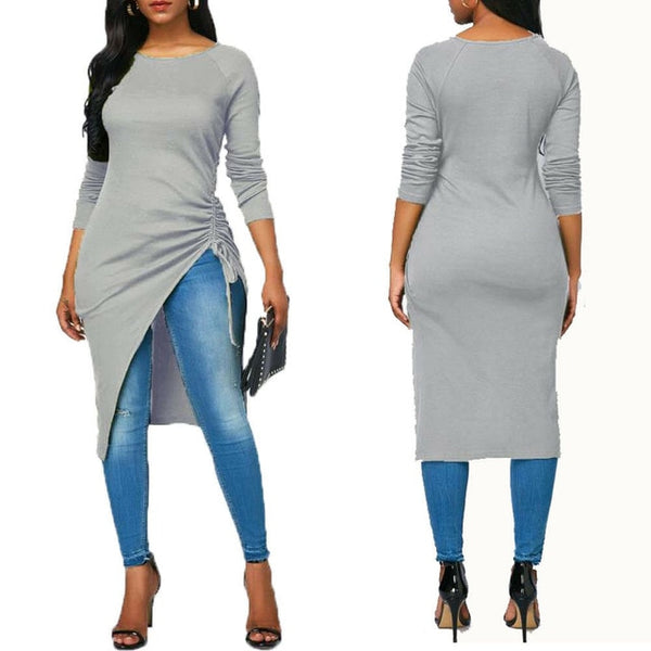 Women Long Sleeve Asymmetrical Casual Blouse