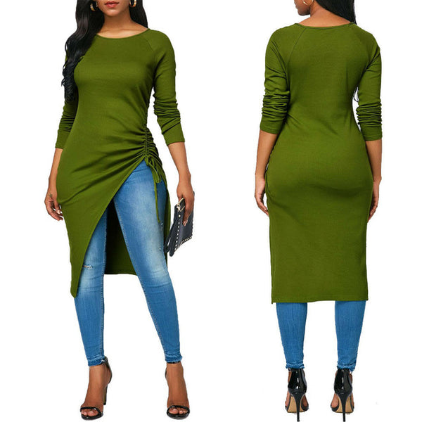 Women Long Sleeve Asymmetrical Casual Blouse